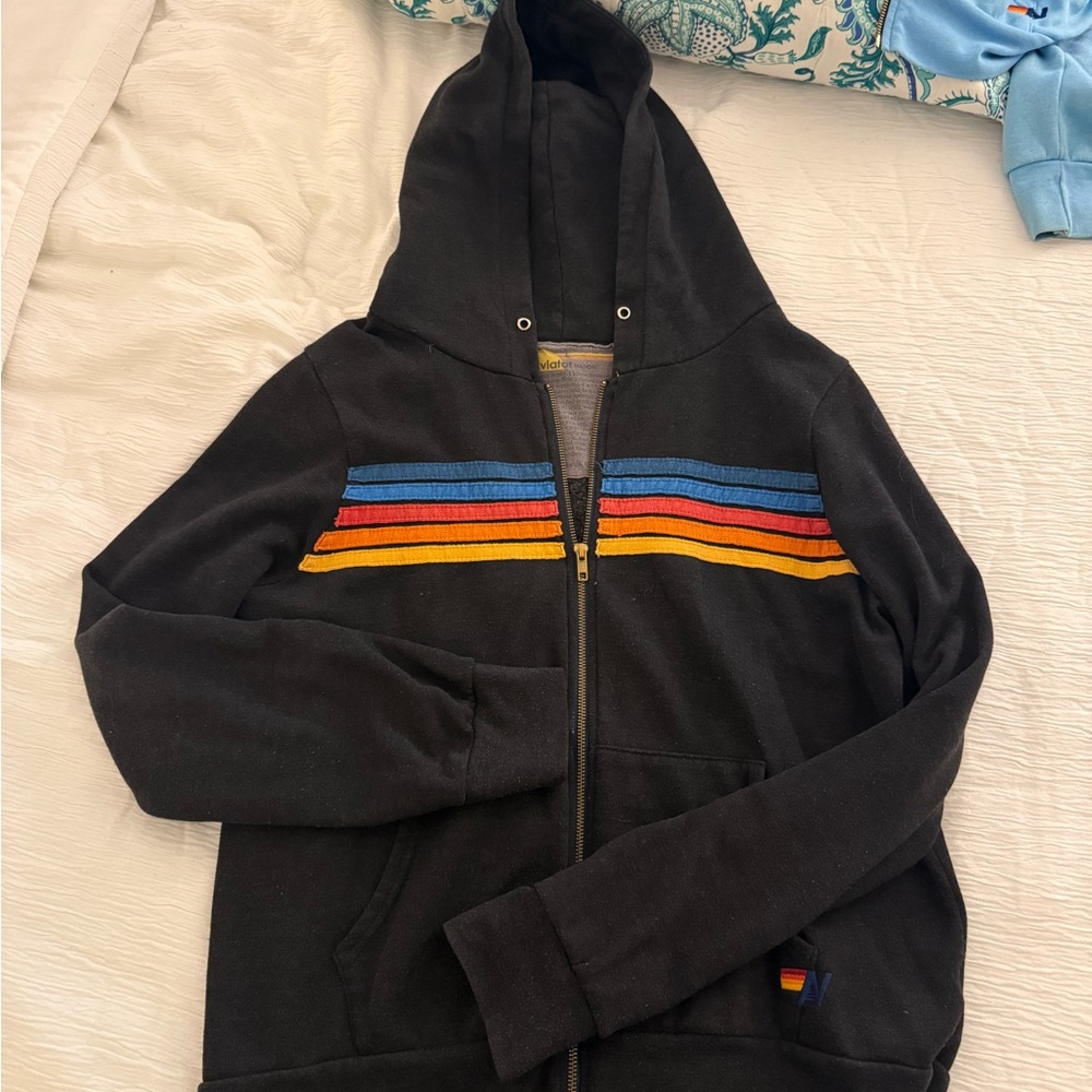 Black Aviator Nation Zip-Up Hoodie